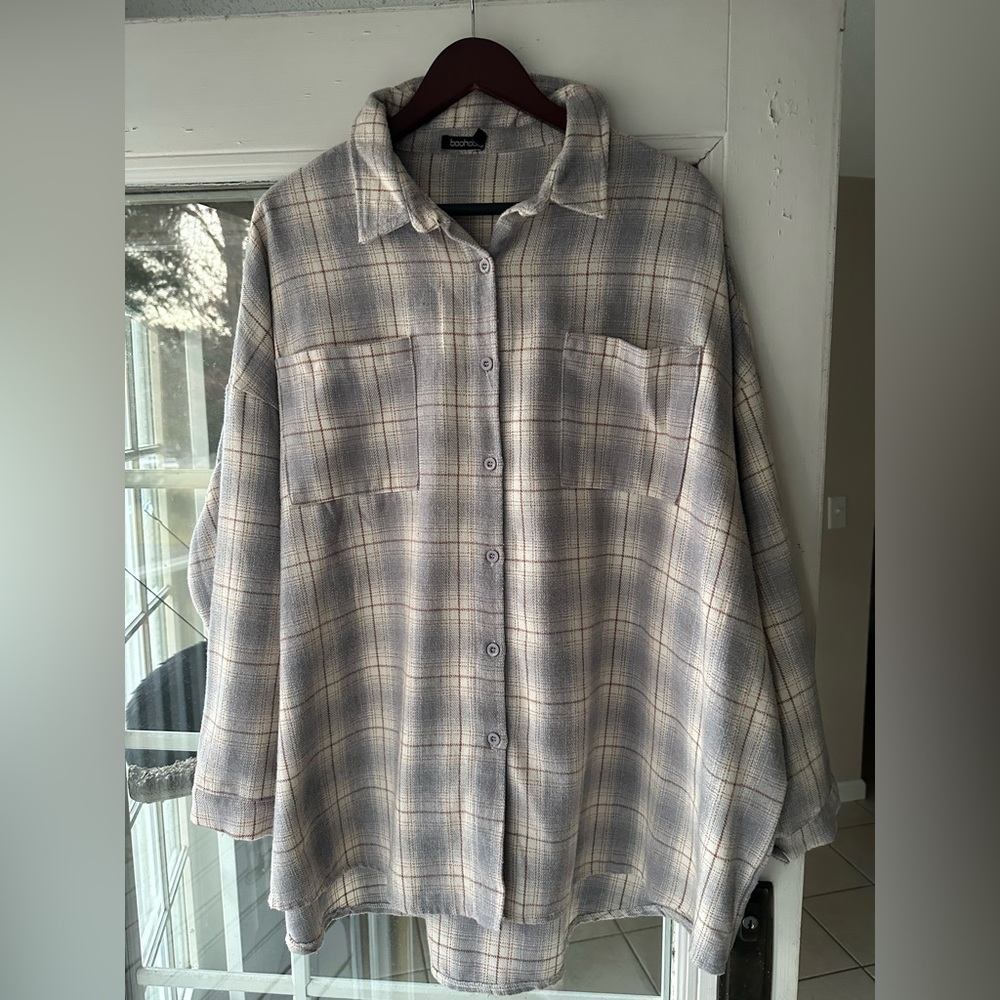 boohoo Women’s Oversized Button Down Flannel